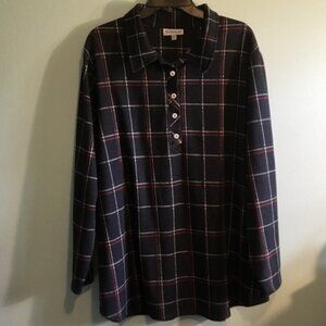 NorthStyle Navy and Red Checkered Polo Shirt